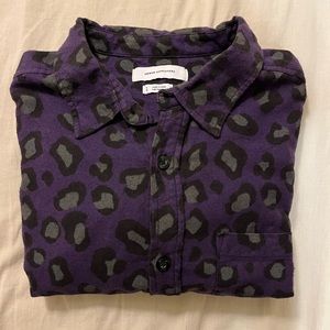 Urban Outfitters Purple Leopard Print Long Sleeve Button Down